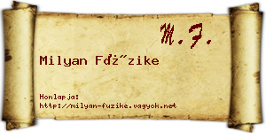Milyan Füzike névjegykártya